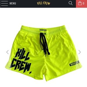 Kill crew Muay Thai workout shorts mid thigh cut in yellow. Size medium (30-32)